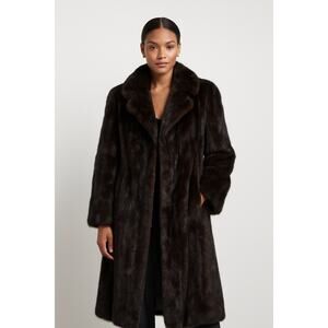 Revillon Paris Brown Black Vintage 70s Genuine Mink Fur Full Length Coat